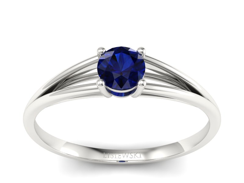 Złoty pierścionek z szafirem białe złoto - p16322bsz