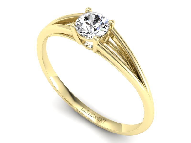 Złoty pierścionek z brylantem żółte złoto - p16322z — zdjęcie 3