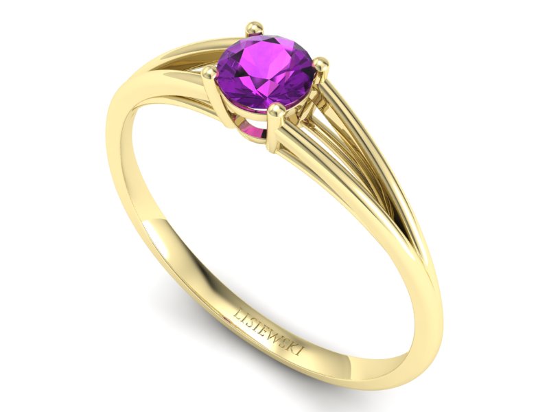 Złoty pierścionek z ametystem żółte złoto - p16322zat — zdjęcie 3