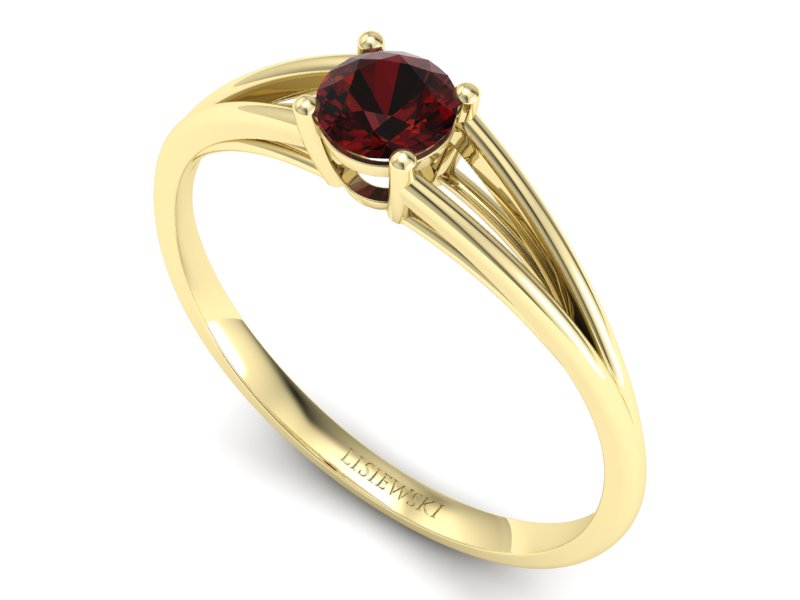 Złoty pierścionek z granatem żółte złoto - p16322zgr — zdjęcie 3