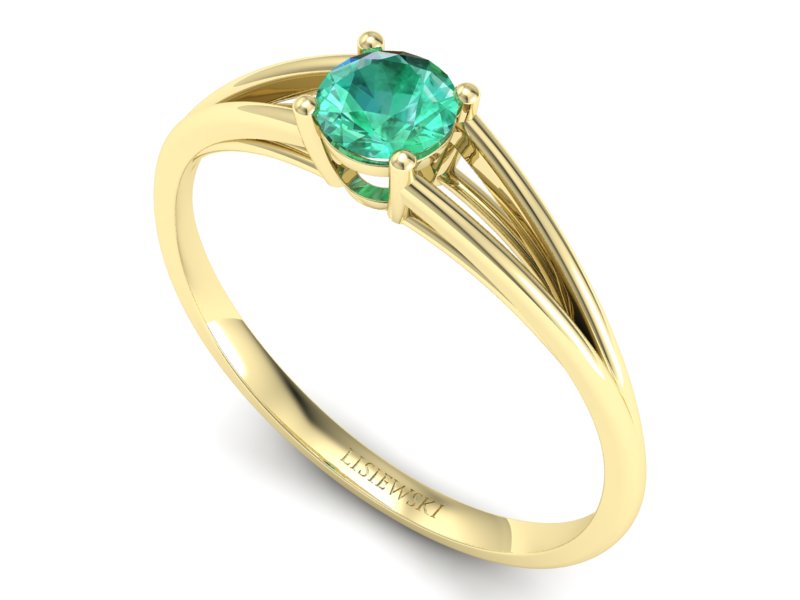 Złoty pierścionek ze szmaragdem żółte złoto - p16322zsm — zdjęcie 3