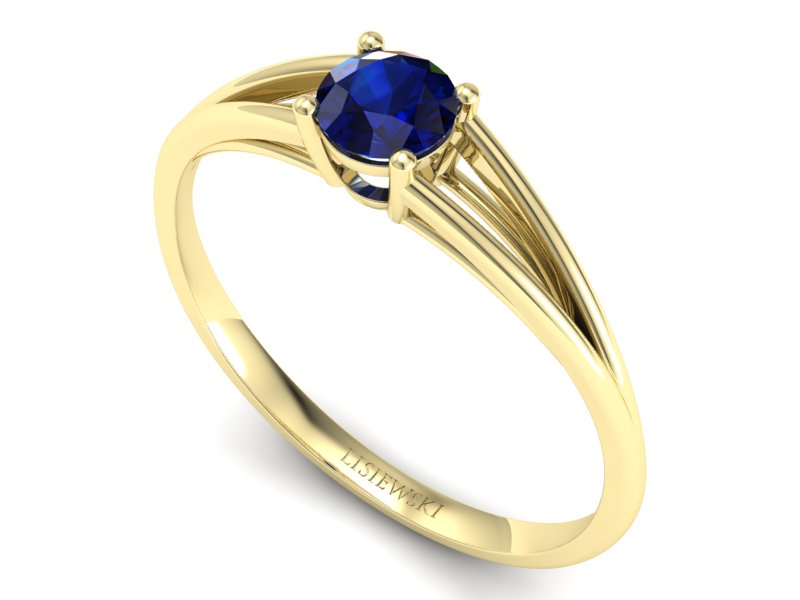 Złoty pierścionek z szafirem żółte złoto - p16322zsz — zdjęcie 3