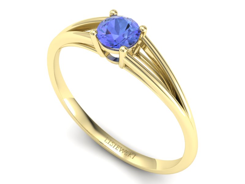 Złoty pierścionek z tanzanitem żółte złoto - p16322zt — zdjęcie 3