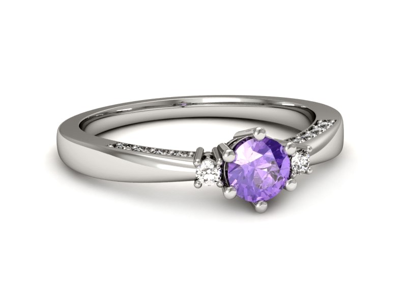 Pierścionek z tanzanitem i diamentem białe złoto - p16323bt — zdjęcie 2