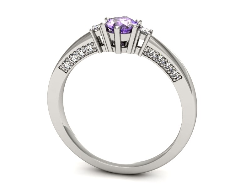 Pierścionek z tanzanitem i diamentem białe złoto - p16323bt — zdjęcie 3