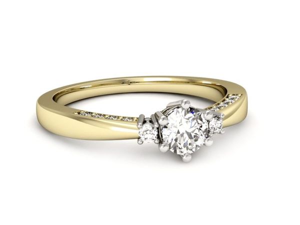 Złoty Pierścionek zaręczynowy z brylantami - p16323zb