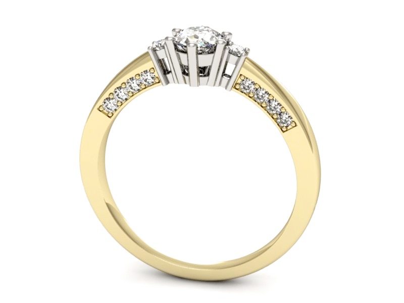 Złoty pierścionek zaręczynowy z brylantami - p16323zb — zdjęcie 3