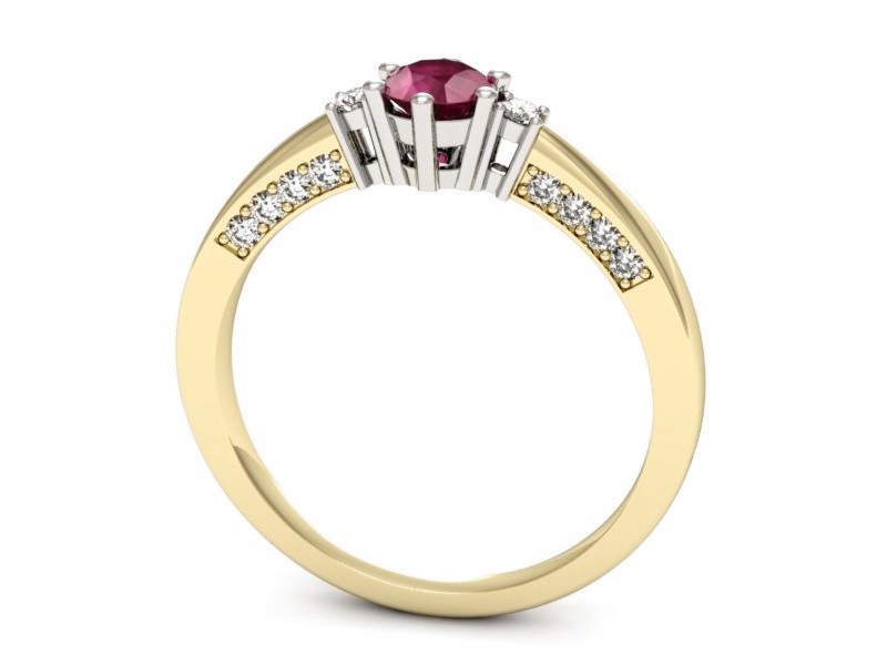 Pierścionek z rubinem i diamentami - p16323zbr — zdjęcie 3