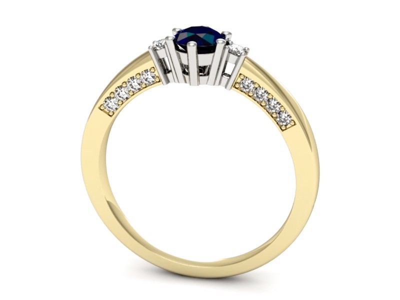 Złoty pierścionek z szafirem i brylantami - p16323zbsz — zdjęcie 3