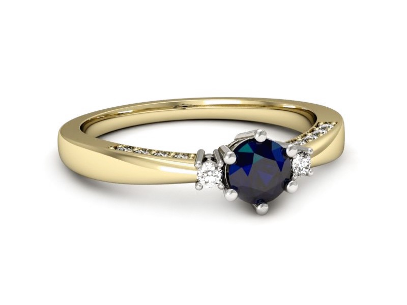 Złoty pierścionek z szafirem i brylantami - p16323zbsz — zdjęcie 2