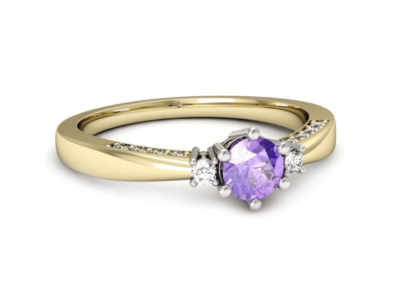 Pierścionek zaręczynowy z tanzanitem i brylantem - p16323zbt — zdjęcie 2