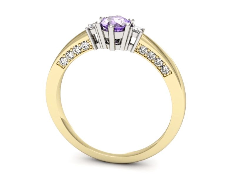 Pierścionek zaręczynowy z tanzanitem i brylantem - p16323zbt — zdjęcie 3