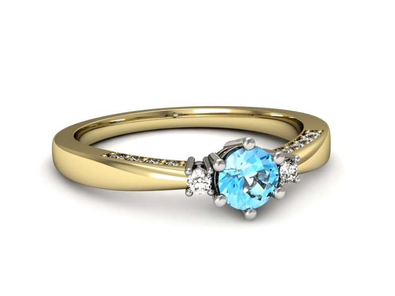 Pierścionek zaręczynowy z topazem i brylantami - p16323zbtp — zdjęcie 2