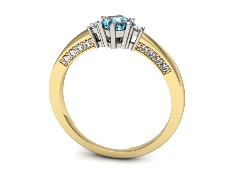 Pierścionek zaręczynowy z topazem i brylantami - p16323zbtp — zdjęcie 3