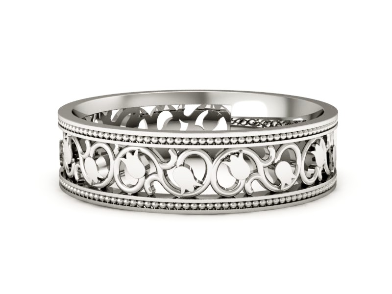 Obrączka białe złoto płaska soczewkowa - p16324b — zdjęcie 2