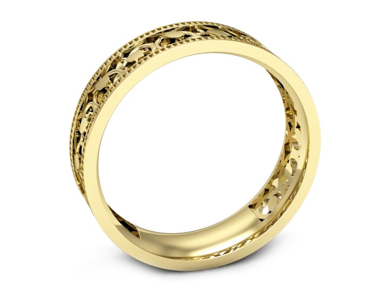 Obrączka płaska soczewkowa żółte złoto - p16324z — zdjęcie 3