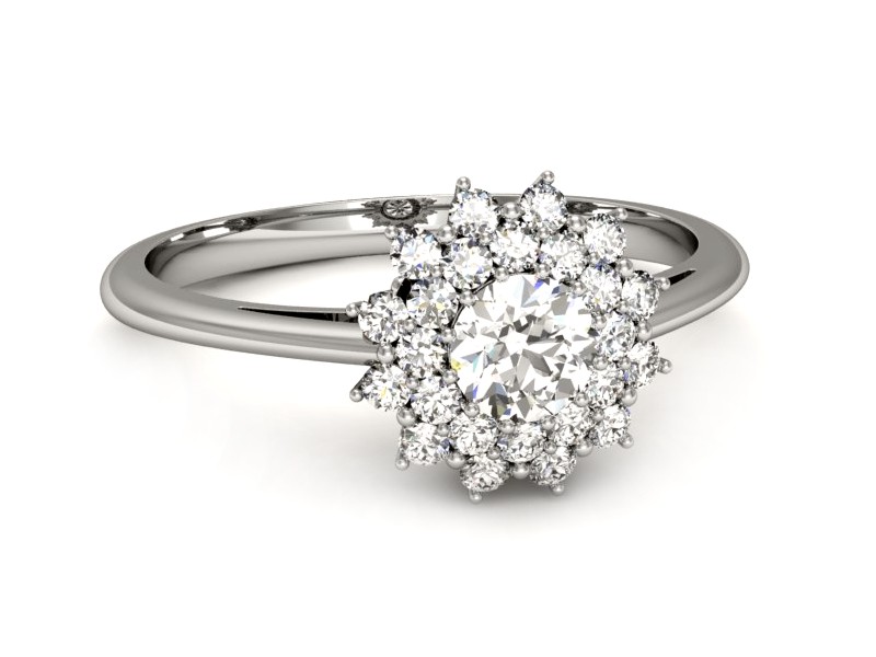 Złoty pierścionek z brylantami białe złoto - p16325b — zdjęcie 2