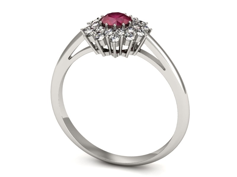Pierścionek z rubinem i brylantami białe złoto - p16325br — zdjęcie 3