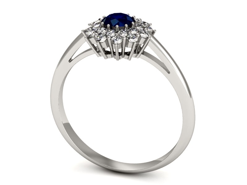 Pierścionek z szafirem i brylantami białe złoto - p16325bsz — zdjęcie 3