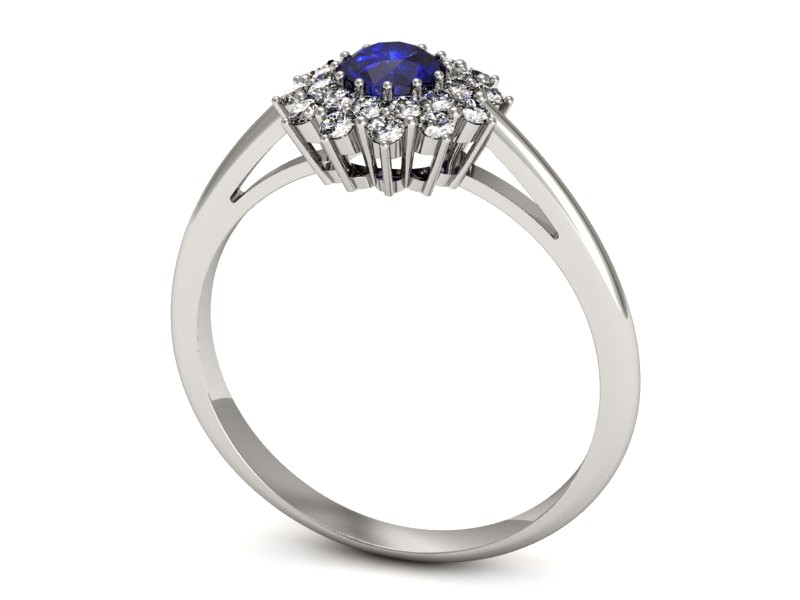 Pierścionek z szafirem i brylantami białe złoto - p16325bszc — zdjęcie 3
