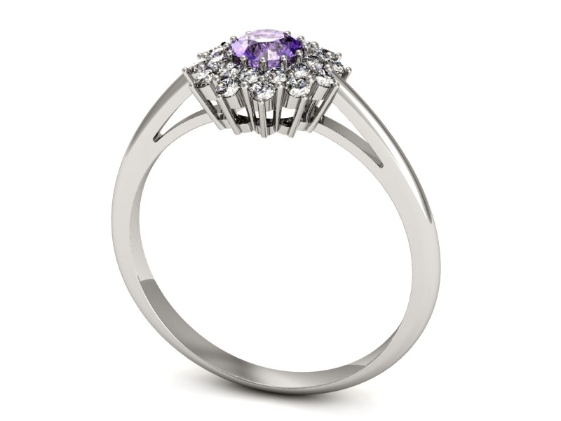 Pierścionek z tanzanitem białe złoto z brylantami - p16325bt — zdjęcie 3