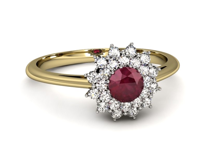 Pierścionek z rubinem i diamentami - p16325zbr — zdjęcie 2