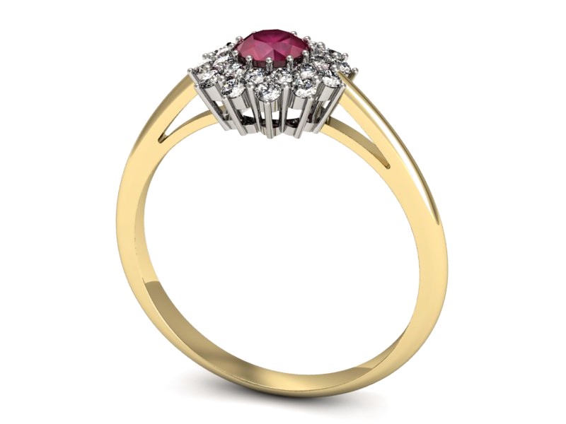 Pierścionek z rubinem i diamentami - p16325zbr — zdjęcie 3