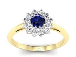 Pierścionek z szafirami i diamentami - p16325zbsz