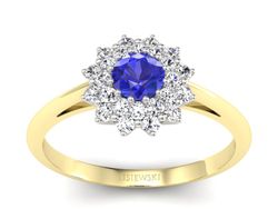 Pierścionek z szafirem i diamentami - p16325zbszc
