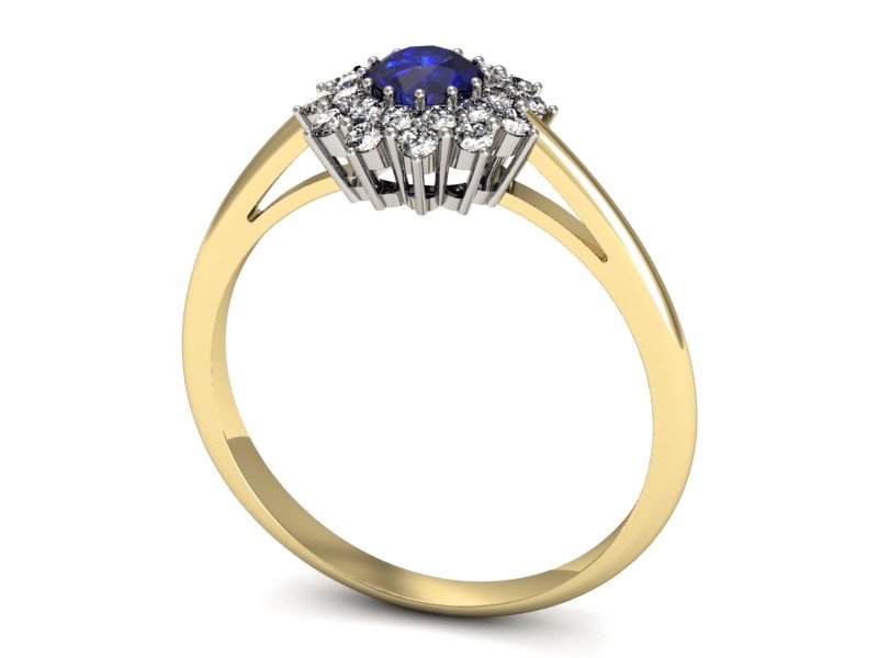 Pierścionek z szafirem i diamentami - p16325zbszc — zdjęcie 3