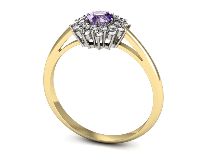 Pierścionek z tanzanitem z brylantami - p16325zbt — zdjęcie 3