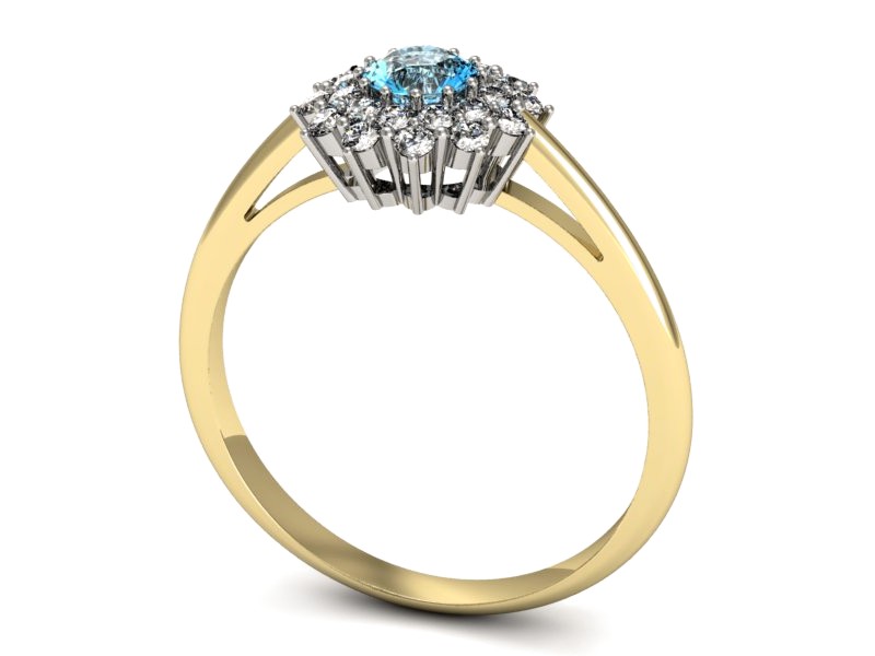 Pierścionek topaz i brylanty białe żółte złoto - p16325zbtp — zdjęcie 3