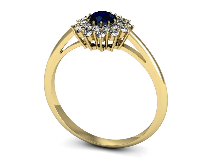 Złoty pierścionek z szafirem i diamentami - p16325zsz — zdjęcie 3
