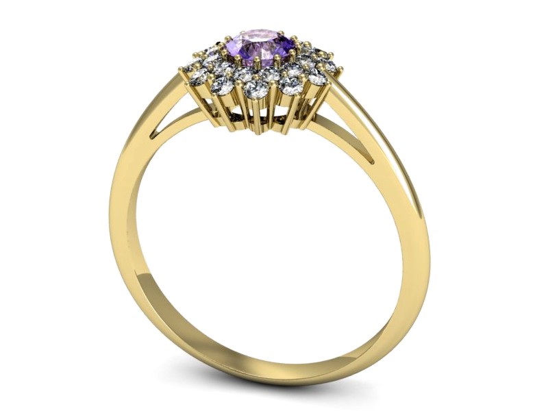 Pierścionek z tanzanitem i brylantami żółte złoto - p16325zt — zdjęcie 3