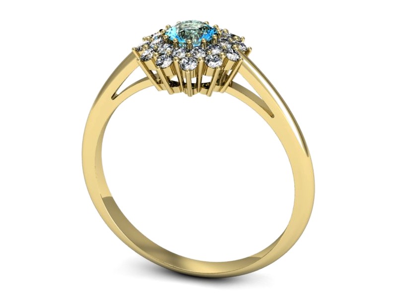 Pierścionek z topazem i brylantami żółte złoto - p16325ztp — zdjęcie 3