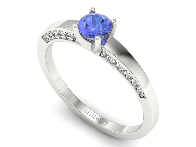 Pierścionek z tanzanitem białe złoto z brylantami - p16326bt — zdjęcie 3