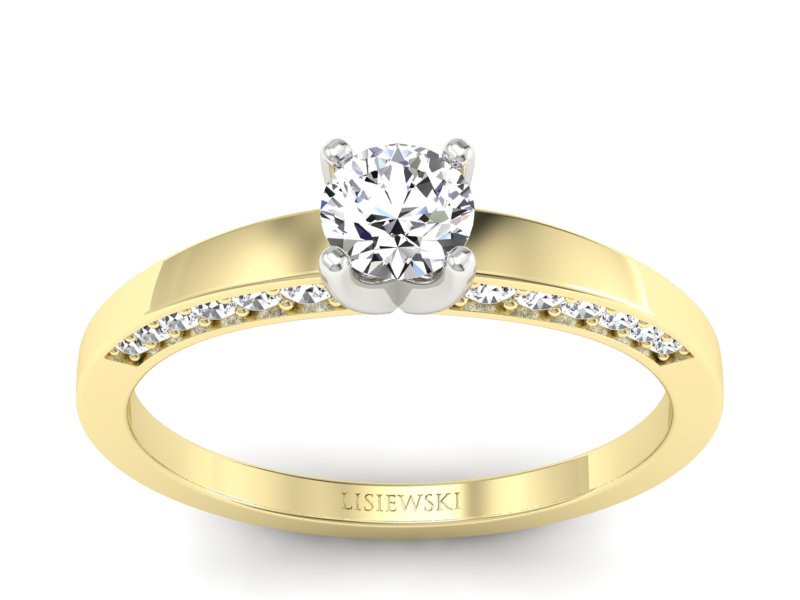Pierścionek z diamentami żółte i białe złoto - p16326zb