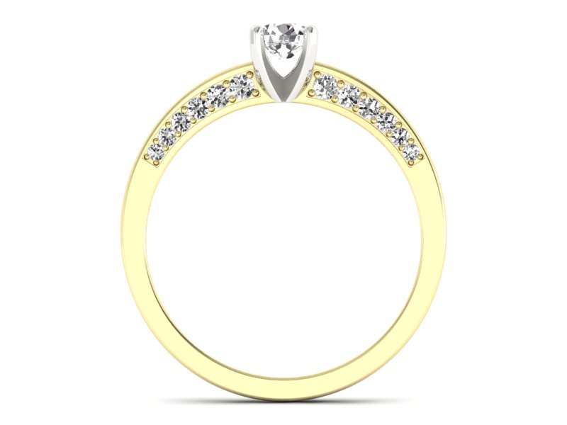 Pierścionek z diamentami żółte i białe złoto - p16326zb — zdjęcie 2