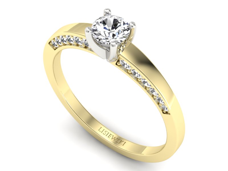 Pierścionek z diamentami żółte i białe złoto - p16326zb — zdjęcie 3