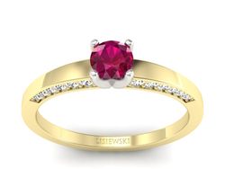 Pierścionek z rubinem i diamentami - p16326zbr