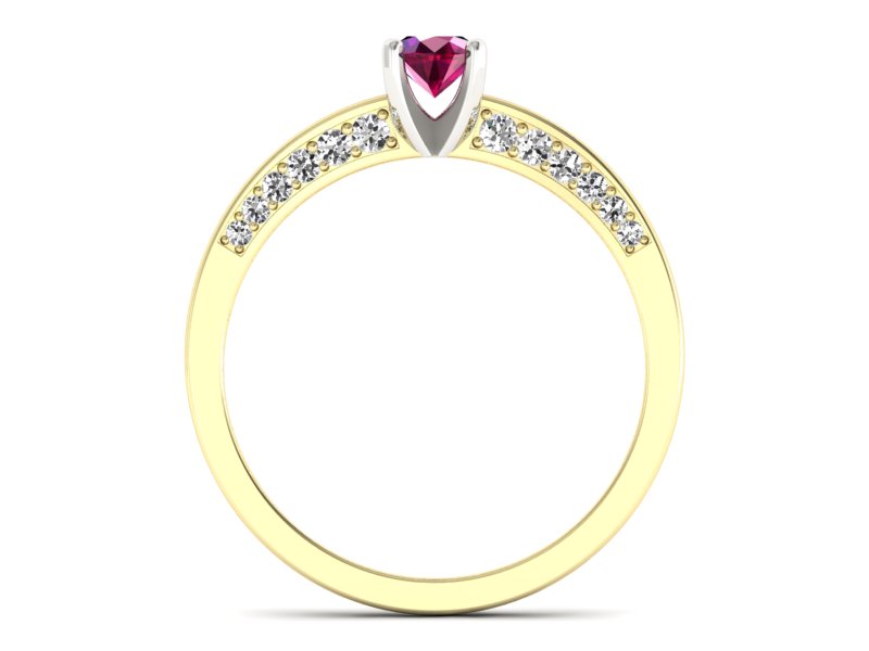 Pierścionek z rubinem i diamentami - p16326zbr — zdjęcie 2