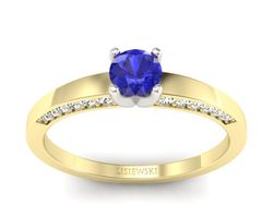 Pierścionek z szafirem i diamentami - p16326zbszc