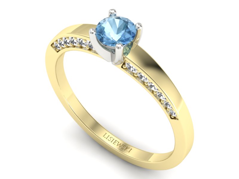 Pierścionek topaz i brylanty białe żółte złoto - p16326zbtp — zdjęcie 3