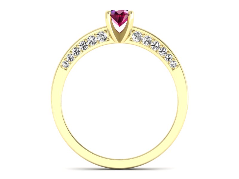 Pierścionek z rubinem i brylantami żółte złoto - p16326zr — zdjęcie 2
