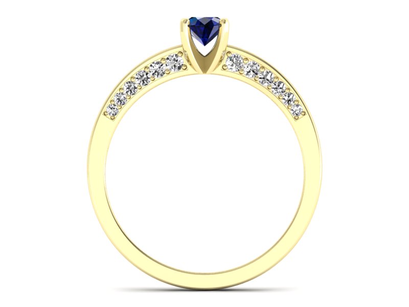 Złoty pierścionek z szafirem i diamentami - p16326zsz — zdjęcie 2