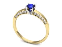 Pierścionek zaręczynowy z szafirem i diamentami złoto 585 - p16326zszc- 3
