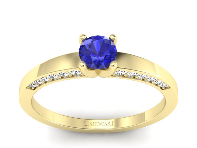 Pierścionek zaręczynowy z szafirem i diamentami - p16326zszc