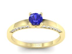Pierścionek zaręczynowy z szafirem i diamentami - p16326zszc