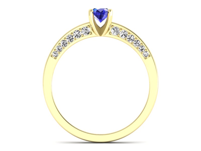 Pierścionek zaręczynowy z szafirem i diamentami - p16326zszc — zdjęcie 2