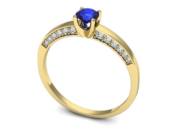 Pierścionek zaręczynowy z szafirem i diamentami - p16326zszc